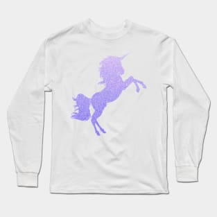 Pastel Purple Ombre Faux Glitter Unicorn Long Sleeve T-Shirt